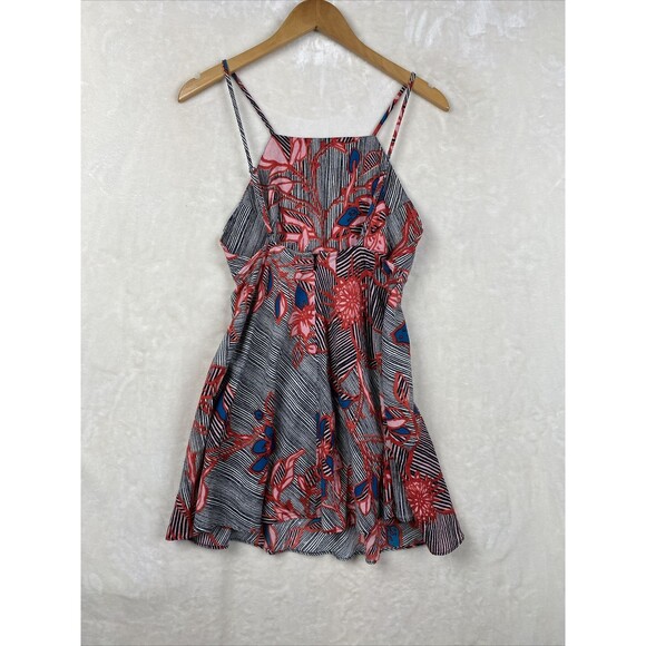 Free People Mini Slip Dress Womens 0 Floral Striped 100% Cotton Fairy Summer - Picture 5 of 13